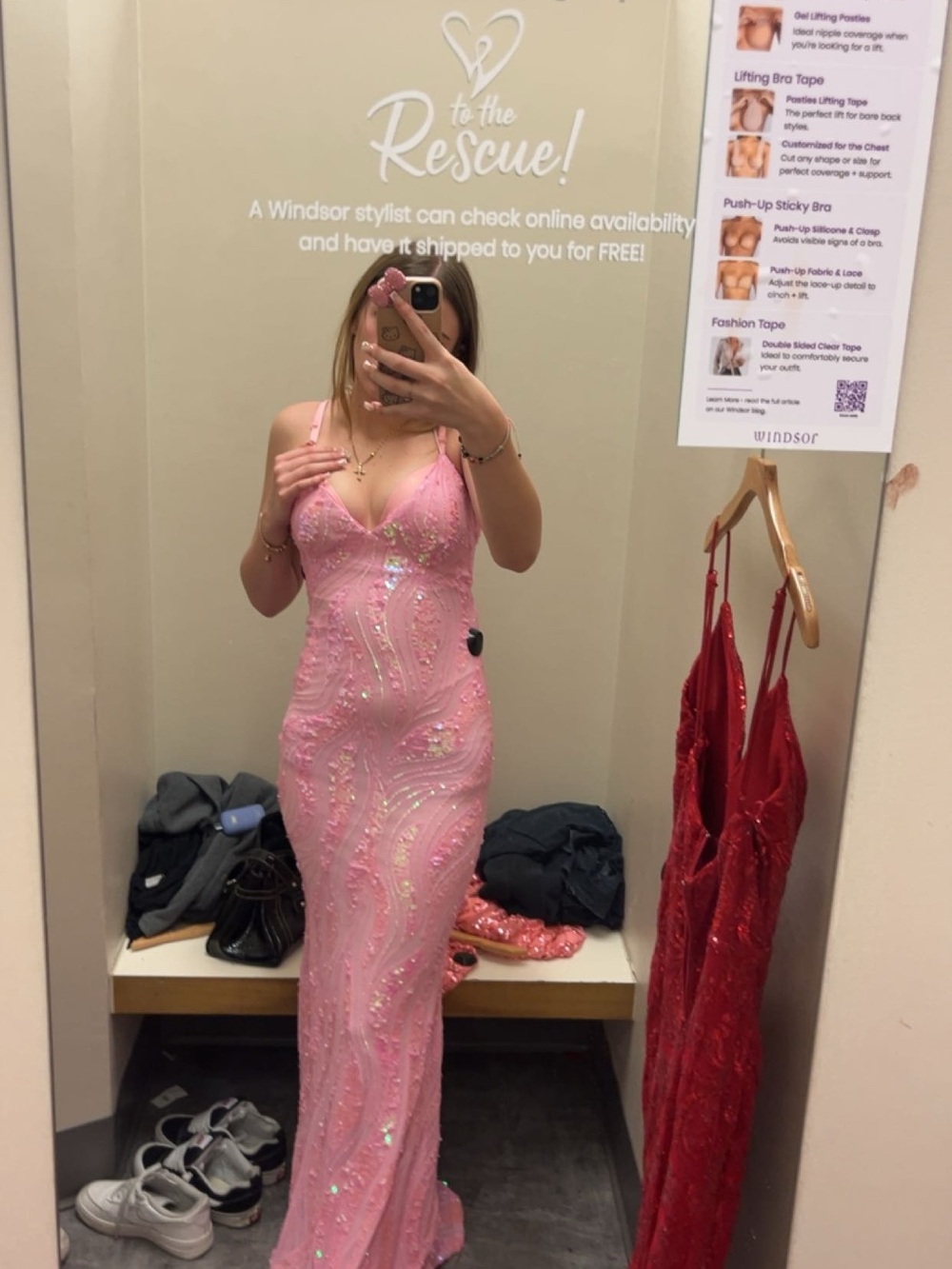 Windsor Pink Sequin Fitted Prom Dress - Picture 2 of 2